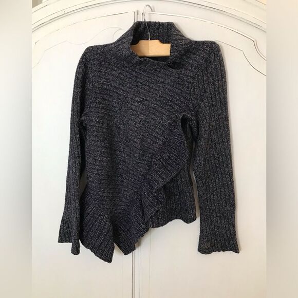 Anthropologie knitted & knotted Cascade Ruffle Asymmetrical Sweater JuniorSIZE M - Picture 7 of 7
